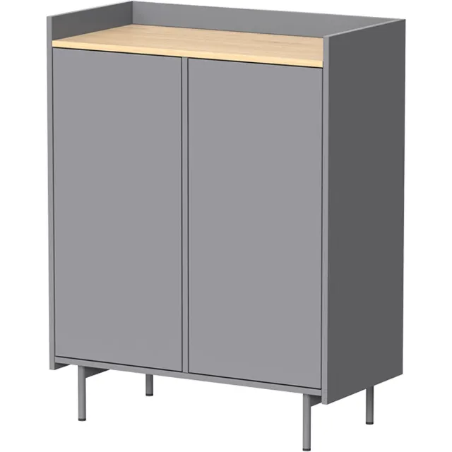 Vicco Velina Sideboard – 80 x 103 cm met 6 compartimenten Grijs/eiken