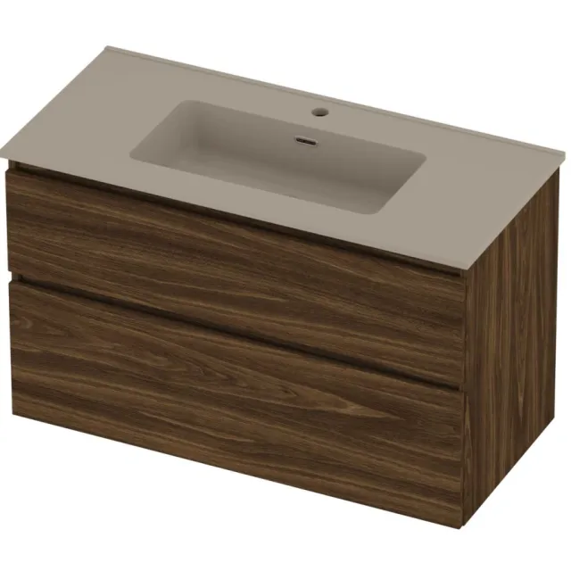 Proline Tribute Badmeubelset Porselein Elegant 1 Kraangat 100x46x62 cm Mat Crème Cotton Cabana Oak Eiken