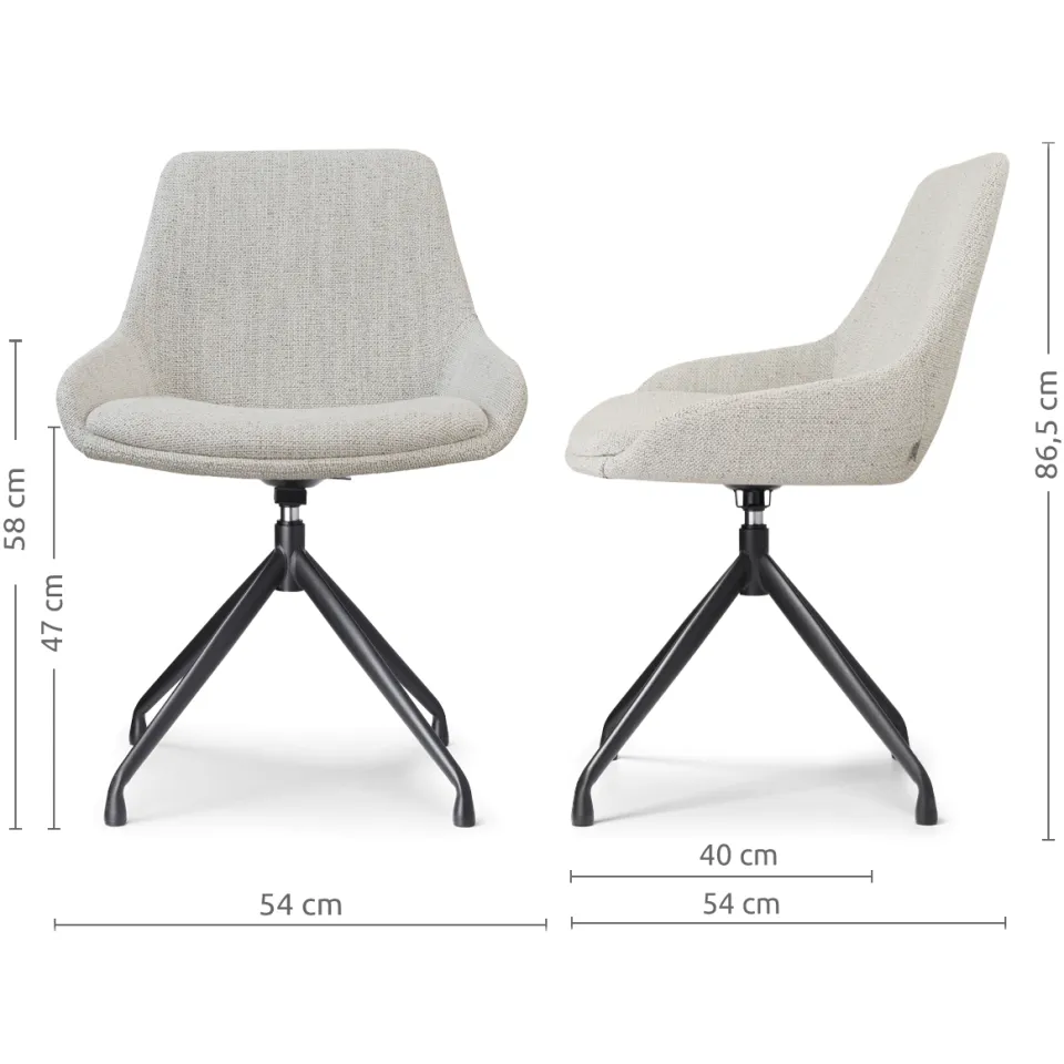 Nolon Nola-Isa draaibare eetkamerstoel beige gemêleerd - zwart onderstel, foto 3