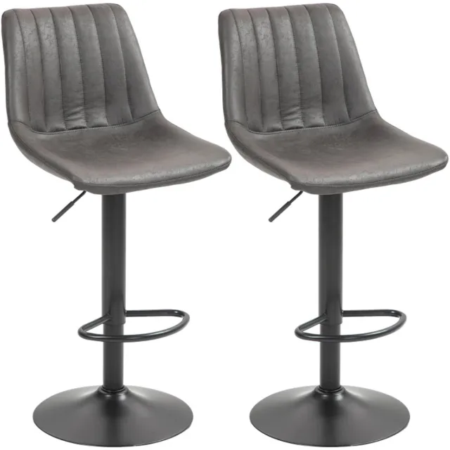 ZYLARO Barkruk - Set Van 2 - Retro Design - Inclusief Voetsteun - In Hoogte Verstelbaar - Gasveer - Donkergrijs donkergrijs, zwart
