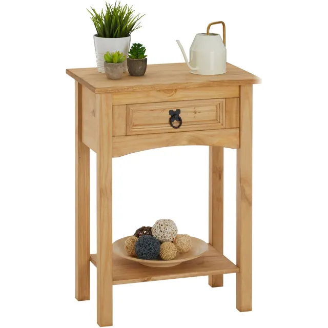 IDIMEX Consoletafel SALSA van massief grenenhout met 1 lade bruin
