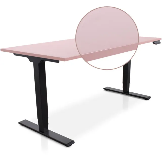 Multi Ratio Lineaflex MRC COMFORT Zit-Sta Bureau – Elektrisch Verstelbaar – 160x80 cm – Blad Dusty Rose – Zwart Frame – ARBO Norm NEN-EN 527 – Met memorybediening – 100 KG Draagvermogen – 130 cm Hoog