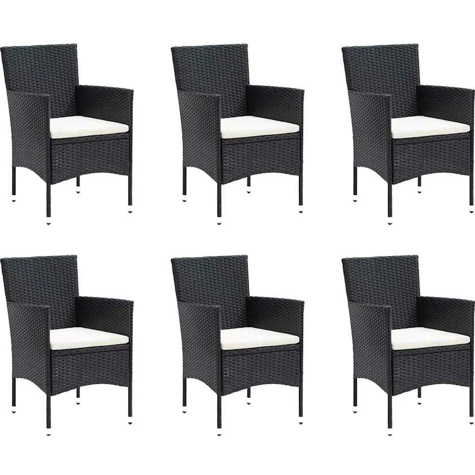 vidaXL 9-delige Tuinset met kussens poly rattan zwart