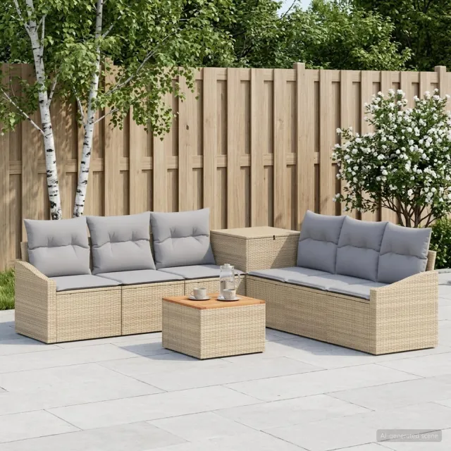vidaXL Bankstel 8 st Beige en Licht Grijs 55 x 55 x 37 cm