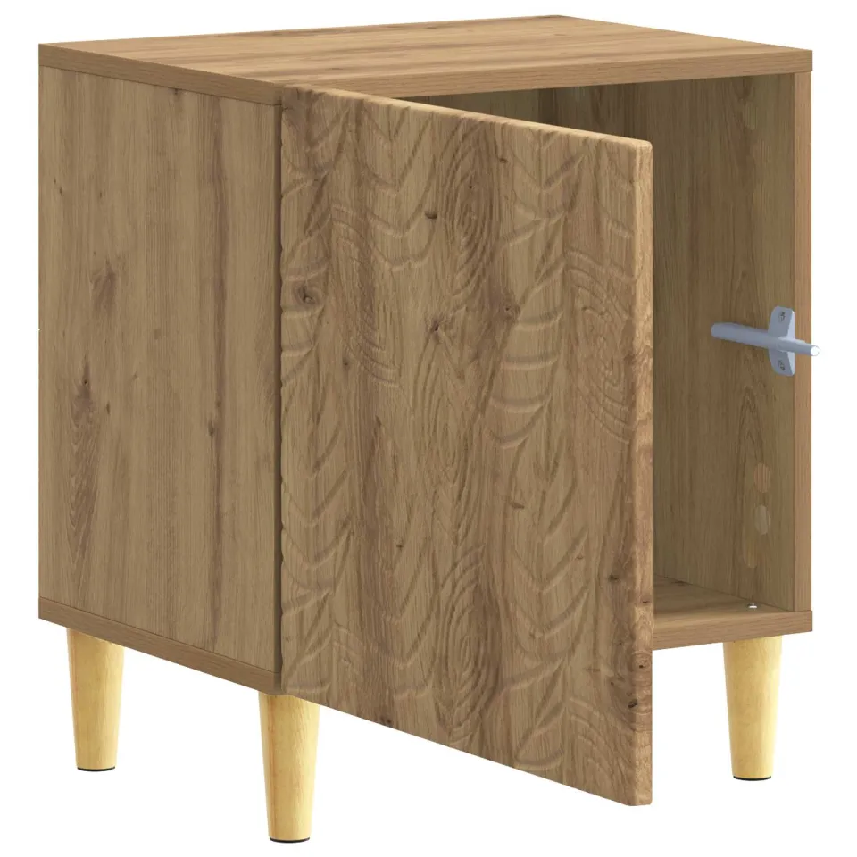 vidaXL Nachtkastje Artisanaal eiken 43 x 34,5 x 50 cm Bewerkt hout Bruin
