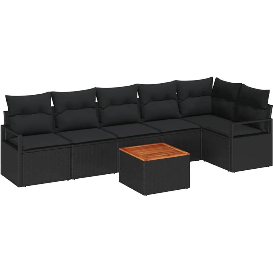 vidaXL Tuinbankenset 7 st Zwart poly rattan