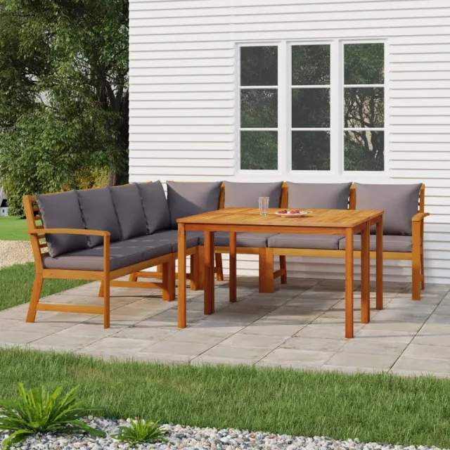 vidaXL 7-delige Tuinset met kussens massief acaciahout bruin, foto 2