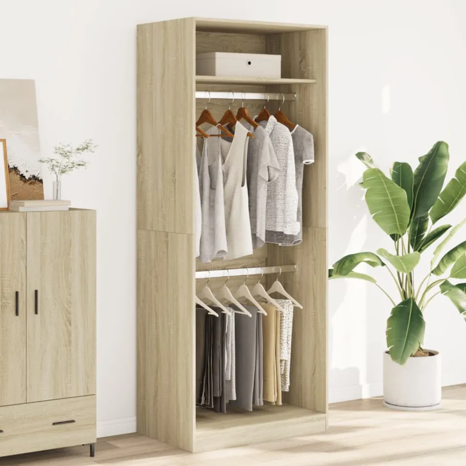 vidaXL Kledingkast 80x50x200 cm bewerkt hout sonoma eikenkleurig, foto 2