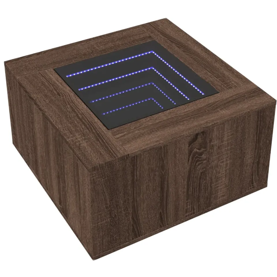vidaXL Salontafel met LED 60x60x40 cm bewerkt hout bruin eikenkleurig