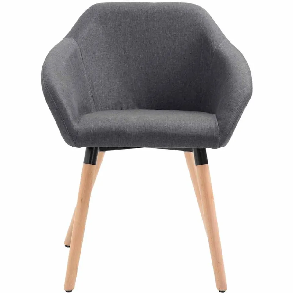 vidaXL Eetkamerstoelen 4 st stof donkergrijs grijs, foto 4