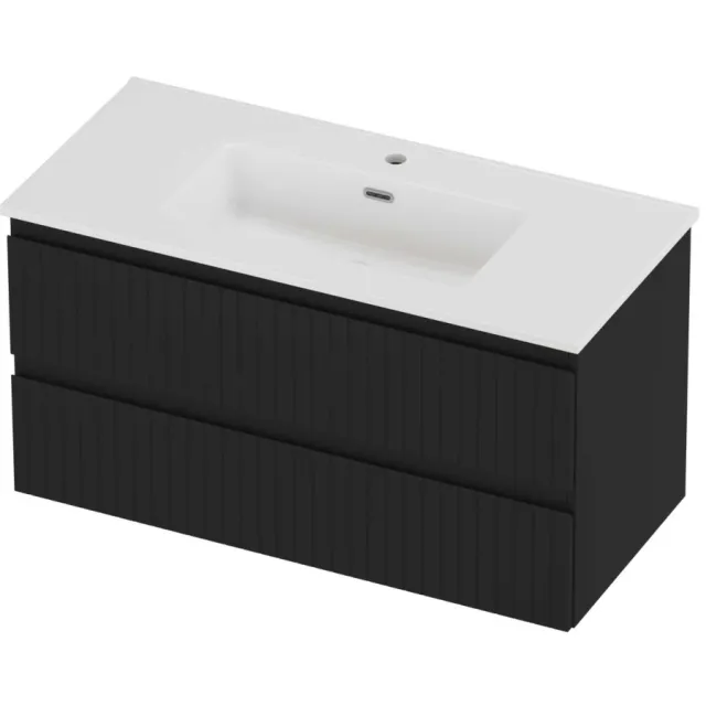 Proline Tribute Badmeubelset Porselein Elegant 1 Kraangat 100x46x54 cm Glans Wit Mat Zwart