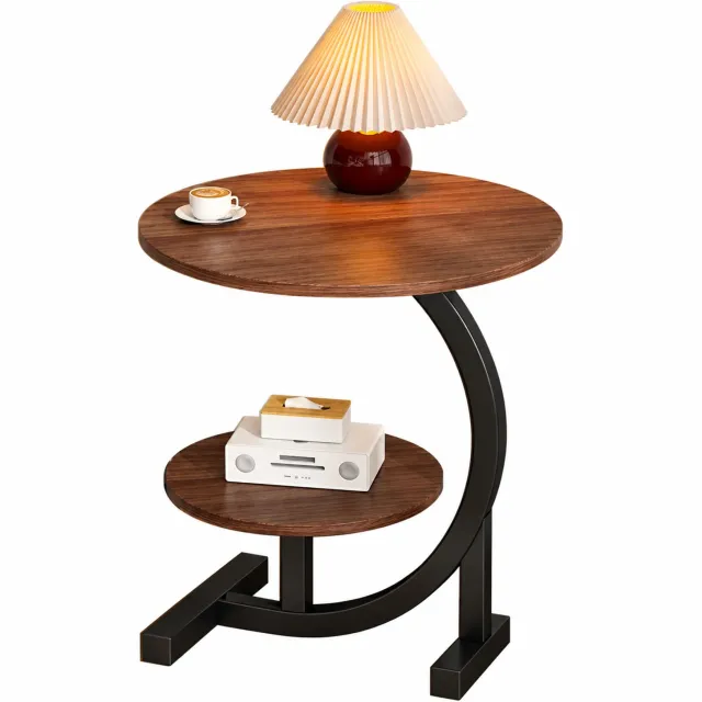 Tremeo Luxe Salontafel - Tafel - 2 Niveaus - 40x30x60cm - Walnootlook Bruin Walnoot