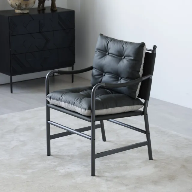 CHICFURN Fauteuil - Met armleuningen - Metalen frame - Zwart