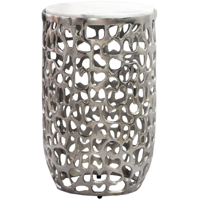 Cosmo Casa Bijzettafel - Marmer - Metaal - 30 x 30 x 50 cm zilver