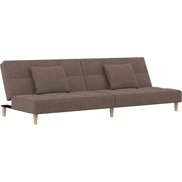 vidaXL Slaapbank - 2-zits - met - 2 - kussens - stof - taupe