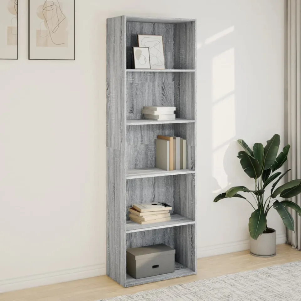vidaXL Boekenkast 60x30x189 cm bewerkt hout grijs sonoma eikenkleurig, foto 2
