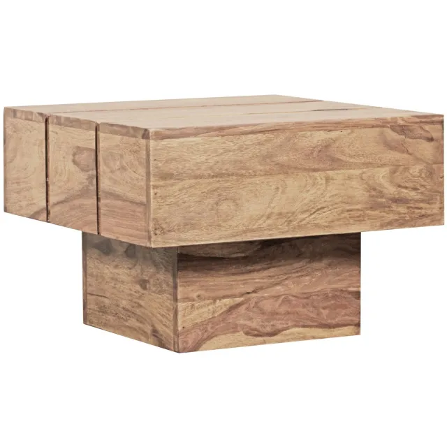 Cosmo Casa Bijzettafel – Salontafel - Massief Acaciahout – Handgemaakt Cube Design – 44 x 44 x 30 cm Bruin