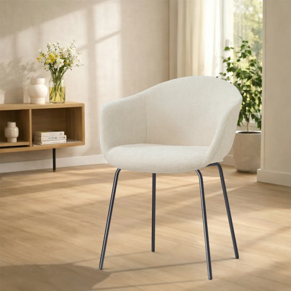 Nolon Nora-Otis eetkamerstoel cottonbeige - zwart onderstel, foto 2