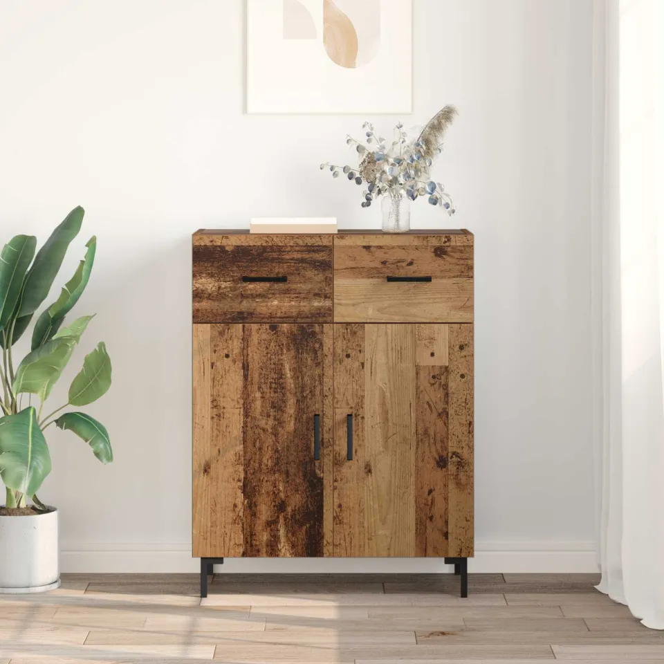 vidaXL Dressoir Oudhout 69,5 x 34 x 90 cm Bewerkt hout bruin, foto 3