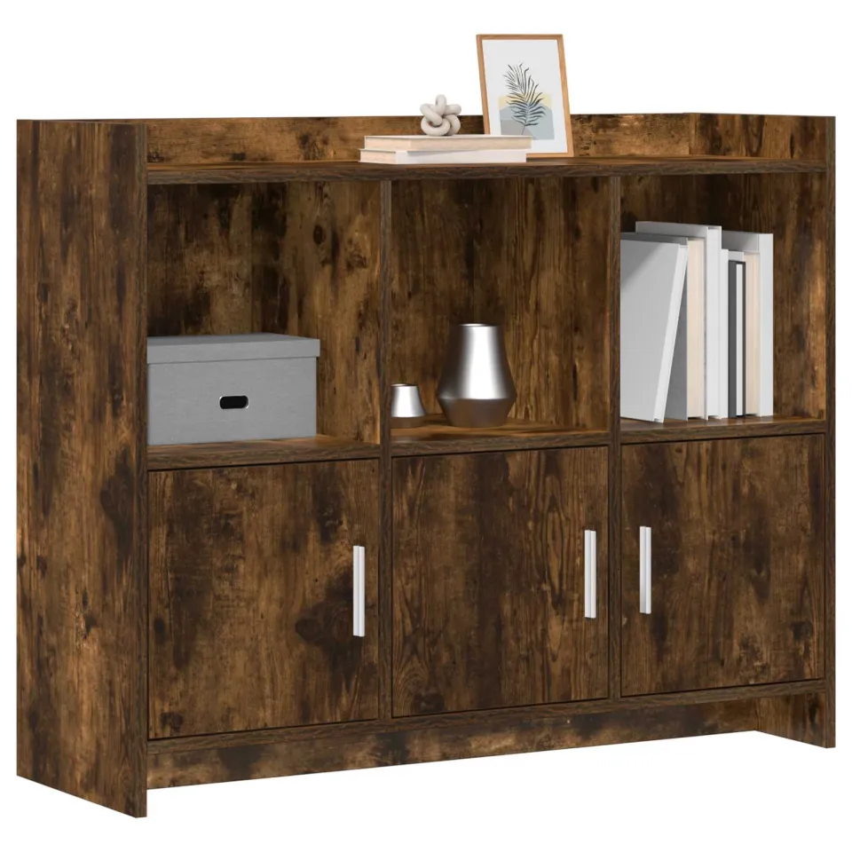 vidaXL Dressoir Gerookt eiken 98,5 x 33 x 80 cm Bewerkt hout