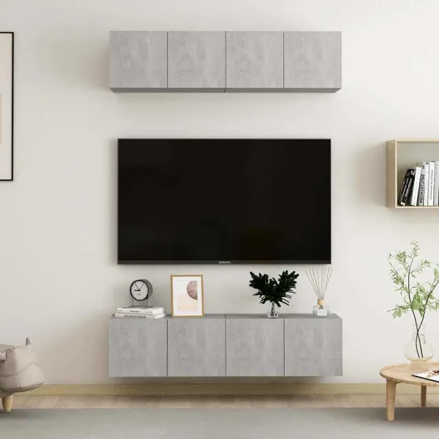 vidaXL Tv-meubelen 4 st 60x30x30 cm bewerkt hout betongrijs grijs, foto 2