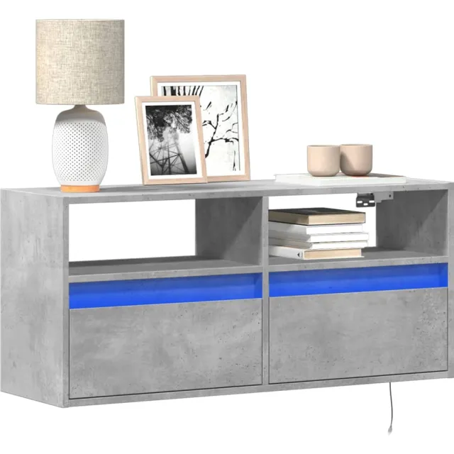 vidaXL Tv-wandmeubel met LED-verlichting 100x31x45 cm betongrijs