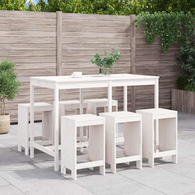 vidaXL 7-delige Barset massief grenenhout wit