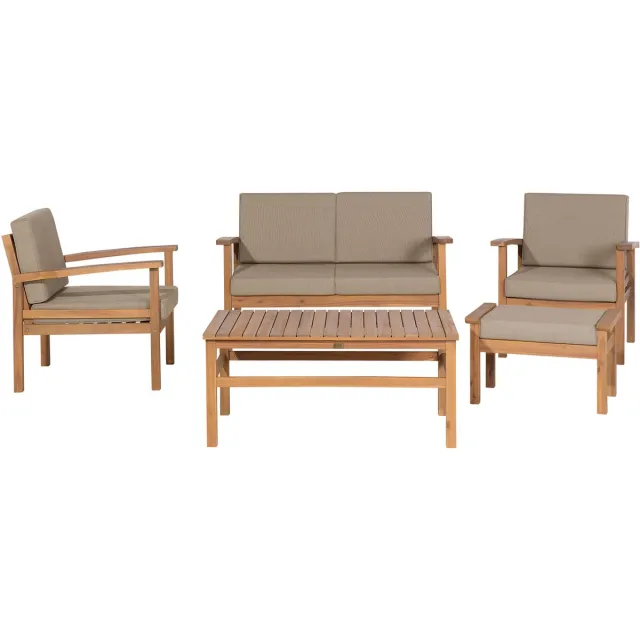 Beliani MANILA - Loungeset voor 4 - Taupe - FSC acaciahout Bruin