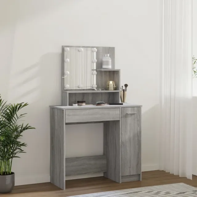 vidaXL Kaptafel - met - LED - 86,5x35x136 - cm - grijs - sonoma - eikenkleurig grijs sonoma eiken