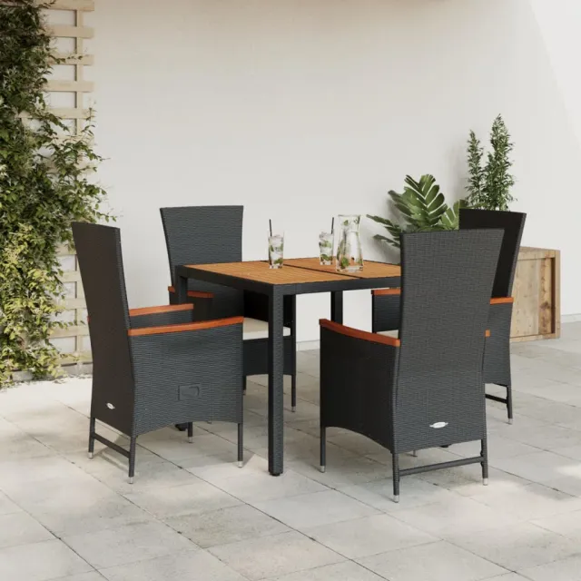 vidaXL 5-delige Tuinset met kussens poly rattan zwart, foto 2