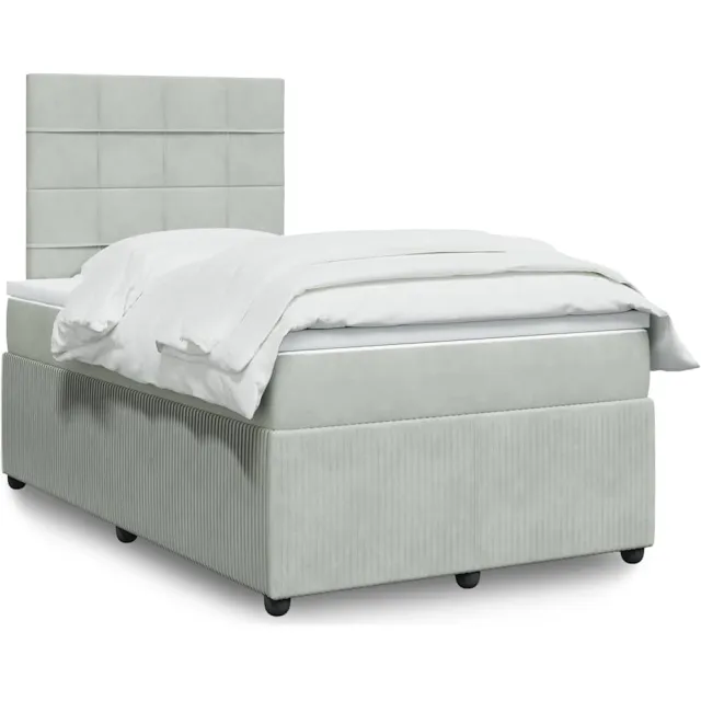 vidaXL Boxspring met matras fluweel lichtgrijs 120x190 cm grijs