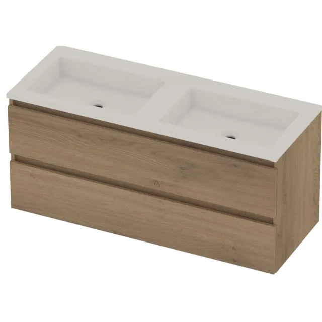 Basic-Line Aura 46 Badmeubelset Acryl 120x46x54 cm A46GWEPO120D0 Pure Oak Glans Wit
