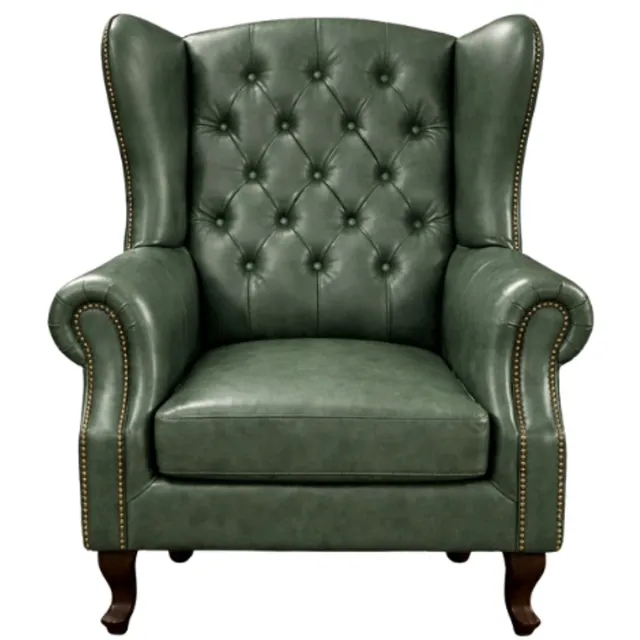 Meubeldistrict Chesterfield Fauteuil - Groen - Leer - Stoel Chesterfield - Arm Chair - Lounge Chair - Clubfauteuil - Relaxfauteuil - Loungestoel - Zetel