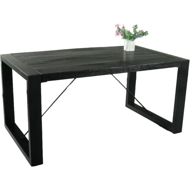 Lizzely Garden & Living Eettafel rechthoekig mangohout Jonas zwart 160cm duurzaam mango tafel eetkamertafel hout