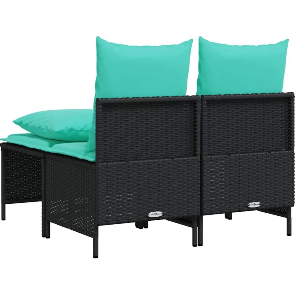 vidaXL 4-delige tuinbankset met kussens, zwart polyrotan, foto 4