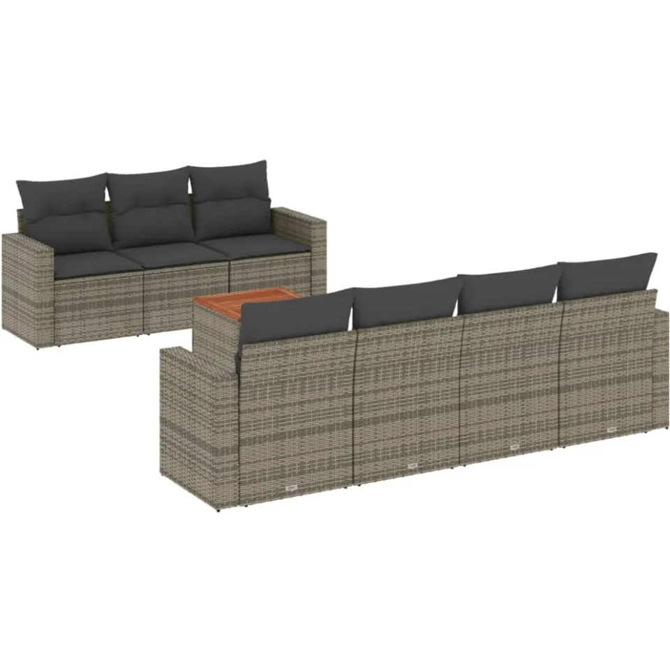 vidaXL 8-delige Loungeset met kussens poly rattan grijs, foto 3