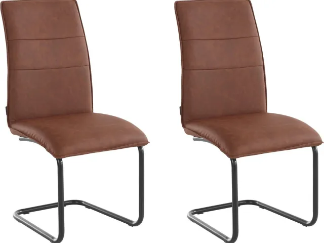 Notio Living Mitzi-Eetkamerstoel - Set van 2 - Cognac PU Bruin