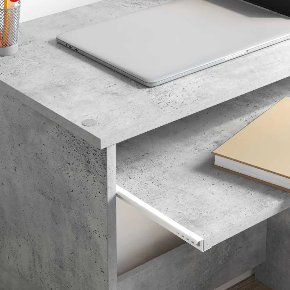 vidaXL Bureau Beton Grijs 106 x 41 x 88,5 cm Bewerkt hout, foto 4