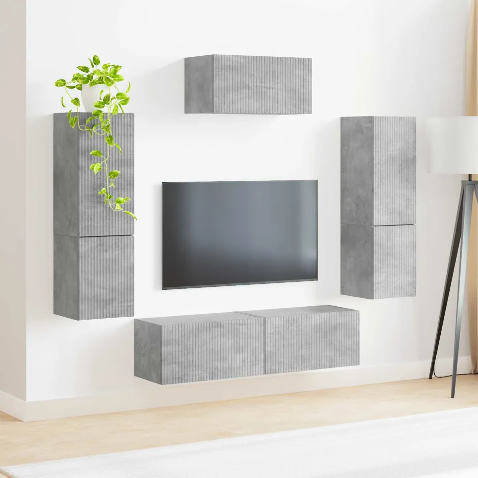 vidaXL Tv-meubelset 4 st Beton Grijs Bewerkt hout, foto 4