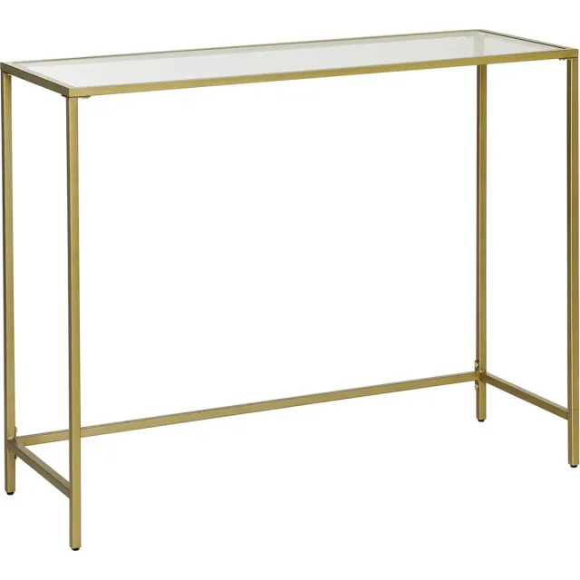 Hoppa! Console tafel. gehard glazen bijzettafel. moderne banktafel. eenvoudig te monteren. verstelbare poten. woonkamer. gang. goudkleurig