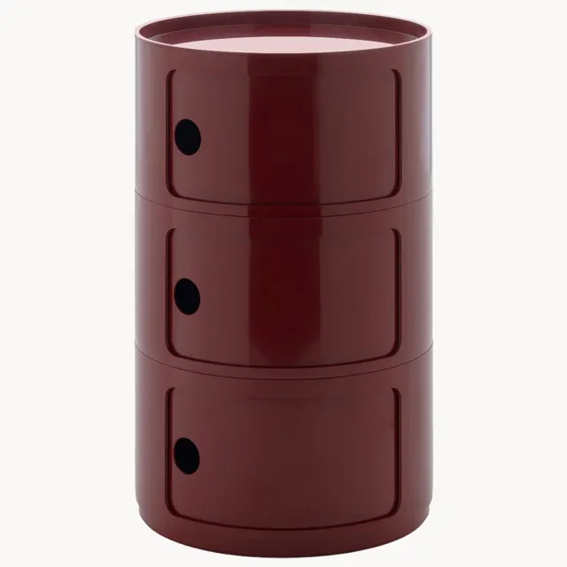 Kartell Design container Componibili, 3 modules, H 70 cm Wijnrood