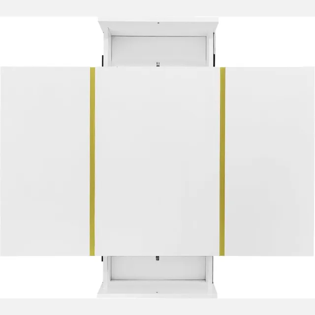 REDOM Salontafel Hoogglans Wit, Gouden Metallelementen, MDF, 2 lades, 100×60×41,5 cm — modern en minimalistisch
