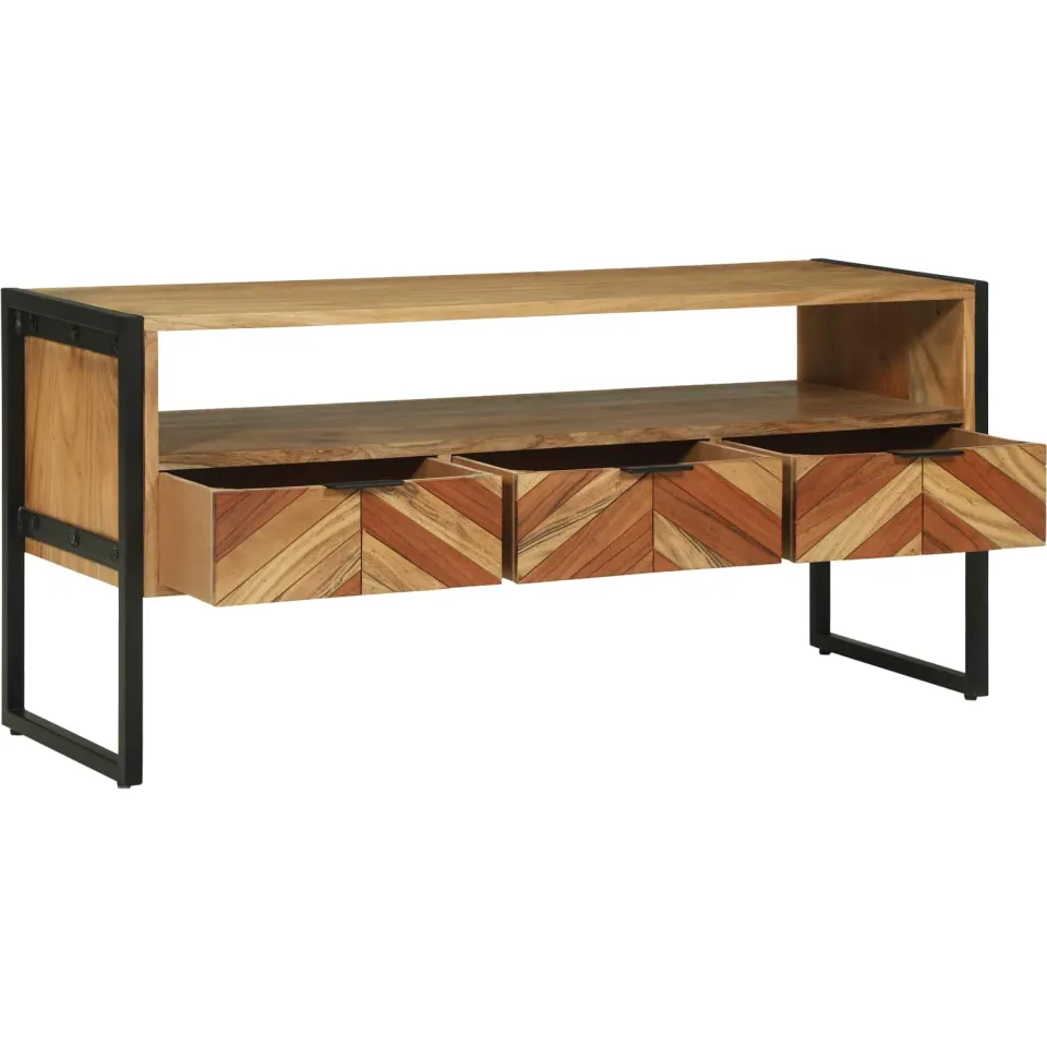 vidaXL TV-kast met lade Bruin 100 x 35 x 50 cm Massief Acaciahout, foto 3