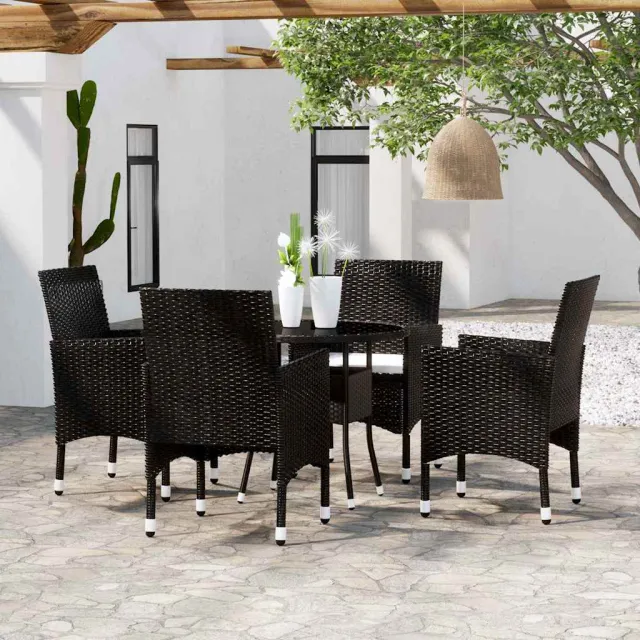 vidaXL 5-delige Tuinset poly rattan zwart, foto 2