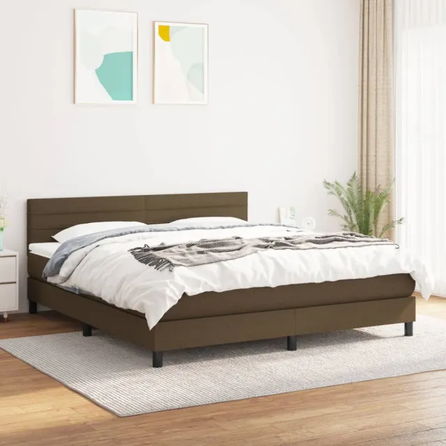 vidaXL Boxspring met matras stof donkerbruin 180x200 cm bruin