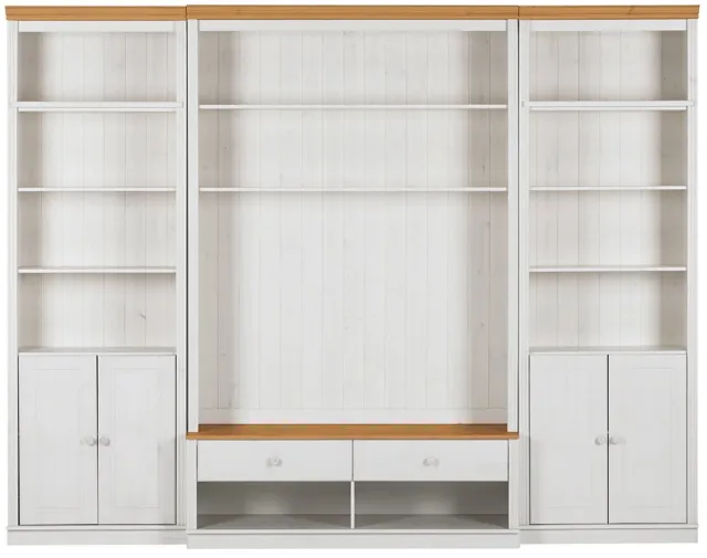Notio Living Anita-Wandkast met 2 boekenkasten en 1 lowboard in grenenwit