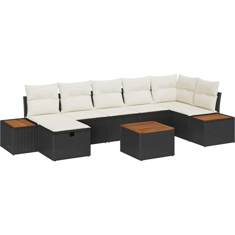vidaXL Tuinbankenset 8 st Zwart poly rattan