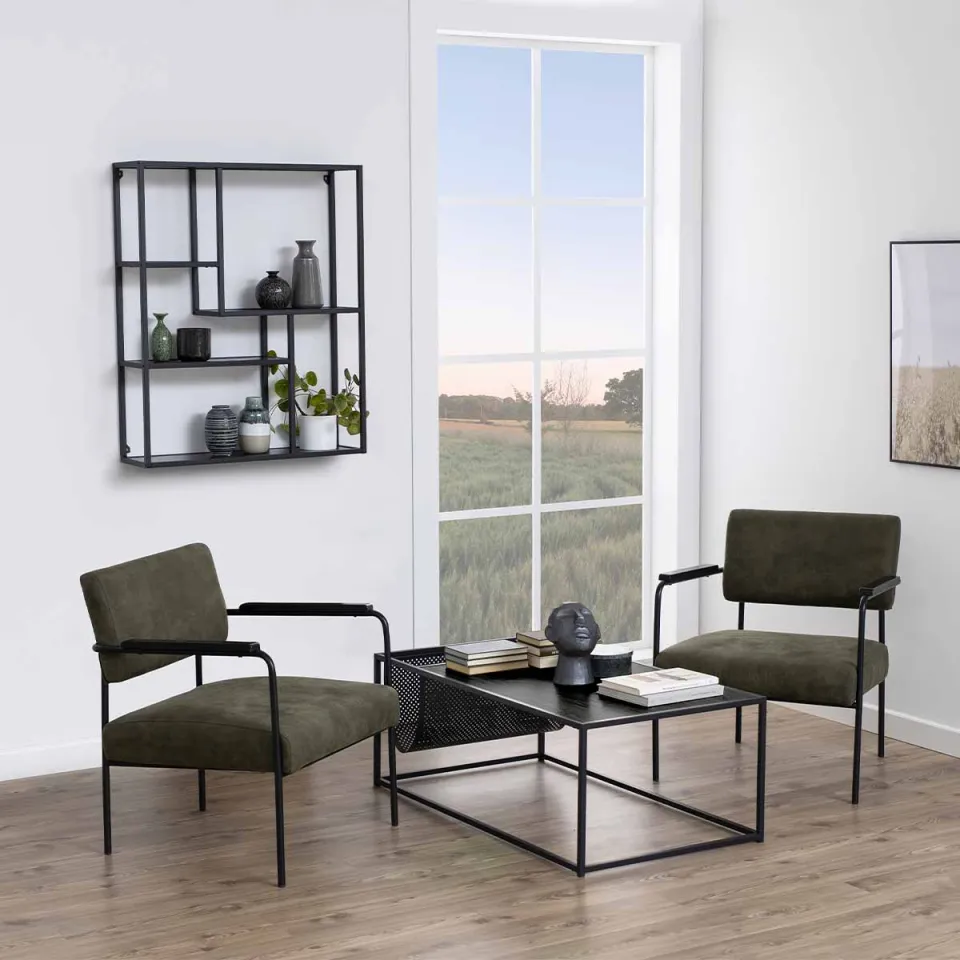 Lisomme Vic houten salontafel zwart - met krantenrek - 110 x 60 cm, foto 2