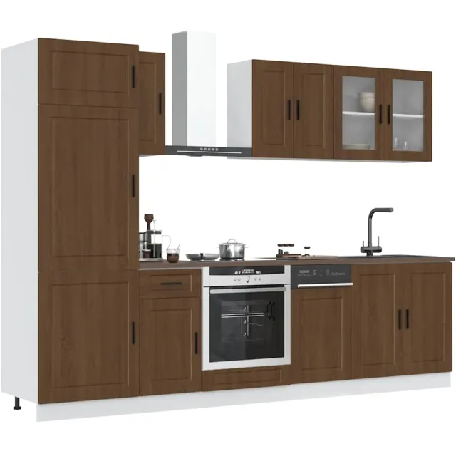 vidaXL 8-delige Keukenkastenset Kalmar bewerkt hout bruin eikenkleur