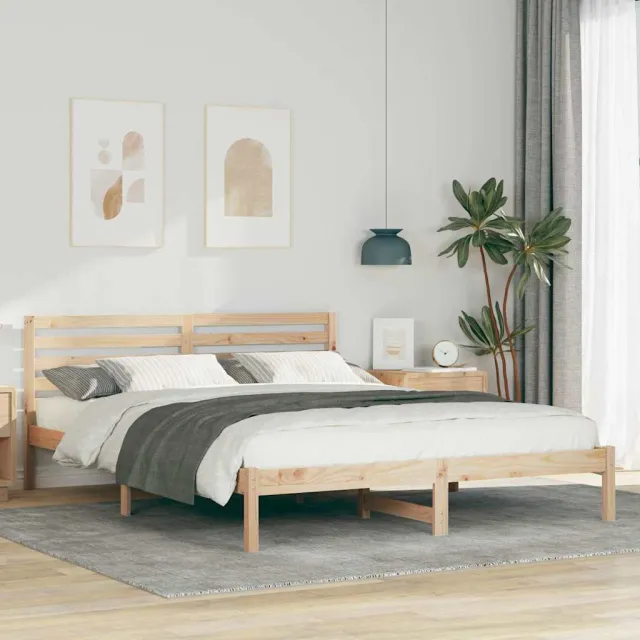 vidaXL Bedframe met hoofdeinde Bruin 160 x 210 cm Massief grenenhout